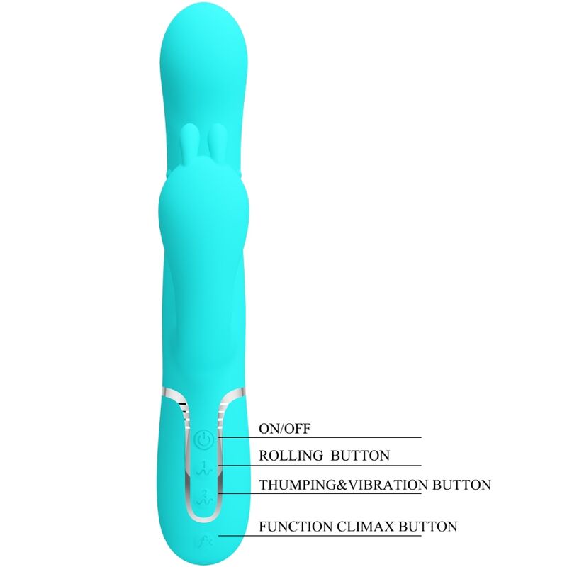 PRETTY LOVE - CAMMY 4 IN 1 MULTIFUNZIONE VIBRATORE TRIPLE RABBIT BLU – Vibratori di coniglio – foto 7