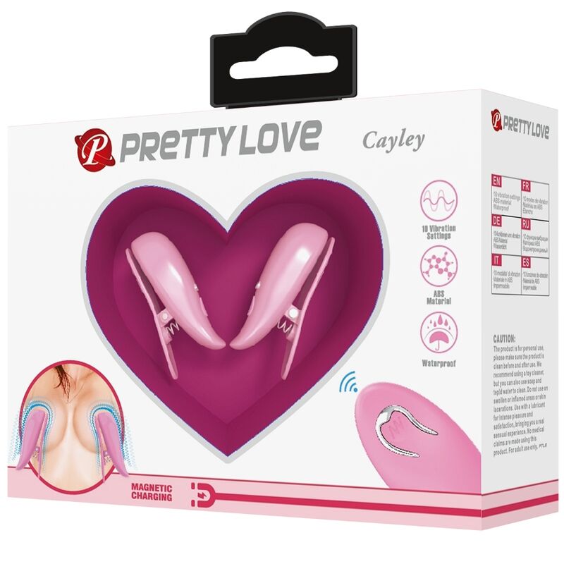 PRETTY LOVE - MORSETTI PER CAPEZZOLI CAILEY 10 VIBRAZIONI TELECOMANDO ROSA – Morsetti per capezzoli per sadomasochismo – foto 8