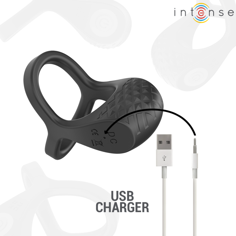INTENSE - ALEX VIBRATORE DOPPIO ANELLO PER PENE 10 VIBRAZIONI NERO – Cockring con vibrazione – foto 6