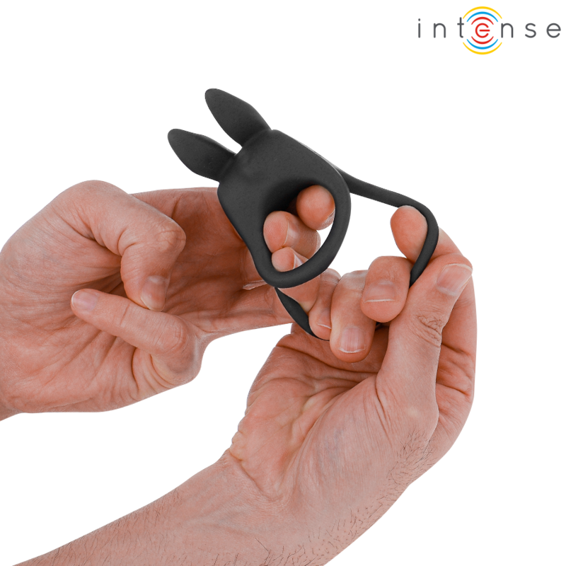 INTENSE - SAM VIBRATORE DOPPIO ANELLO PER PENE 10 VIBRAZIONI NERO – Cockring con vibrazione – foto 5