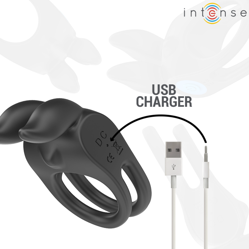 INTENSE - SAM VIBRATORE DOPPIO ANELLO PER PENE 10 VIBRAZIONI NERO – Cockring con vibrazione – foto 6