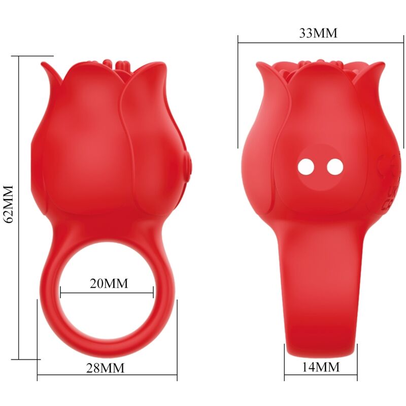 PRETTY LOVE - VIBRATORE A DITA A FORMA DI ROSA JAE 10 VIBRAZIONI ROSSO – Vibratori da dito – foto 6