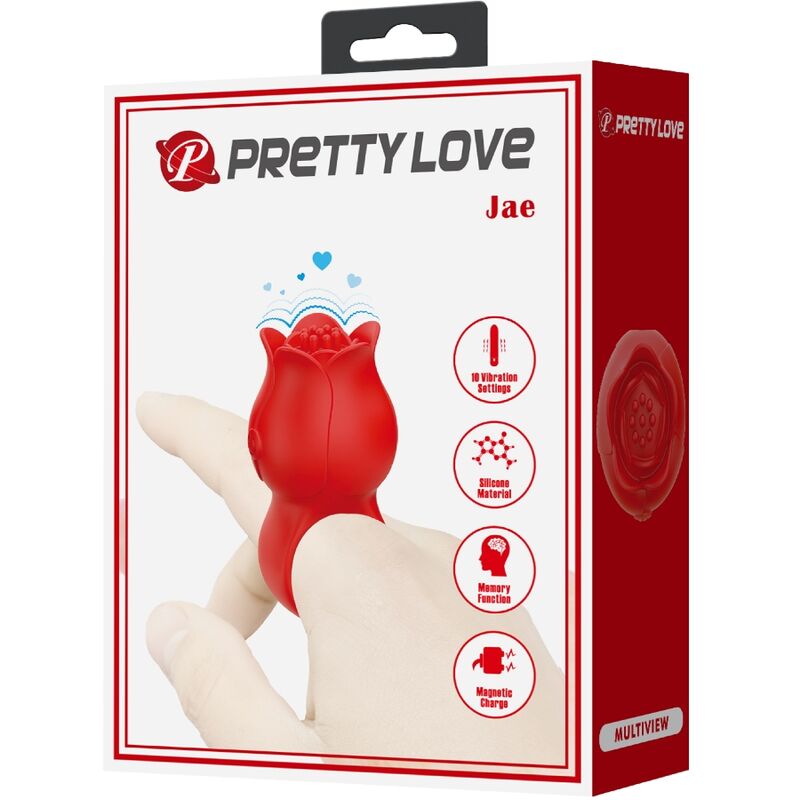 PRETTY LOVE - VIBRATORE A DITA A FORMA DI ROSA JAE 10 VIBRAZIONI ROSSO – Vibratori da dito – foto 9