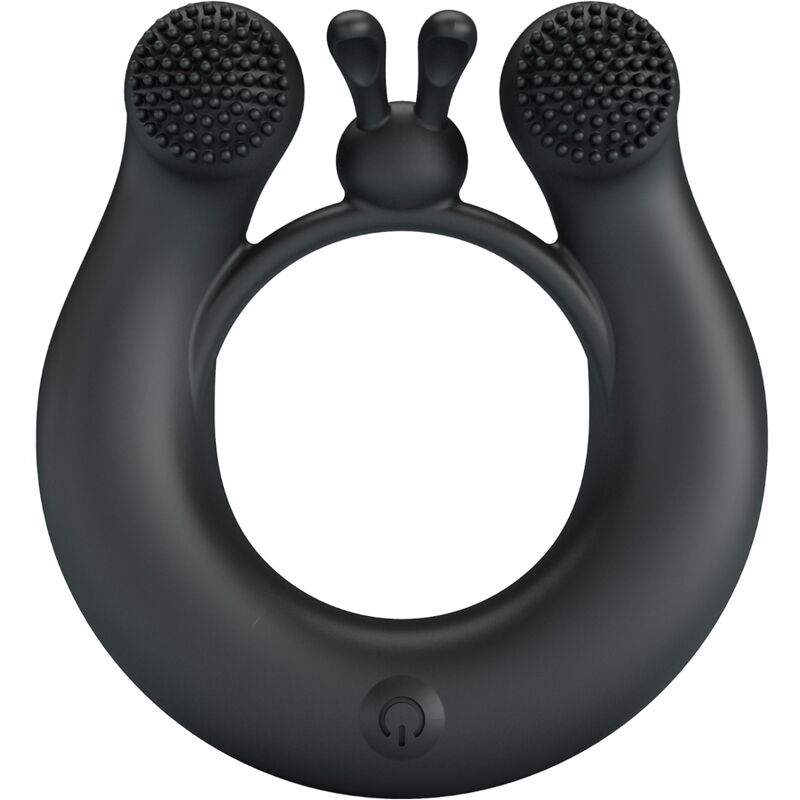 PRETTY LOVE - ANELLO VIBRANTE DAHLIA + STIMOLATORE CLITORIDEO 12 VIBRAZIONI NERO – Cockring con vibrazione