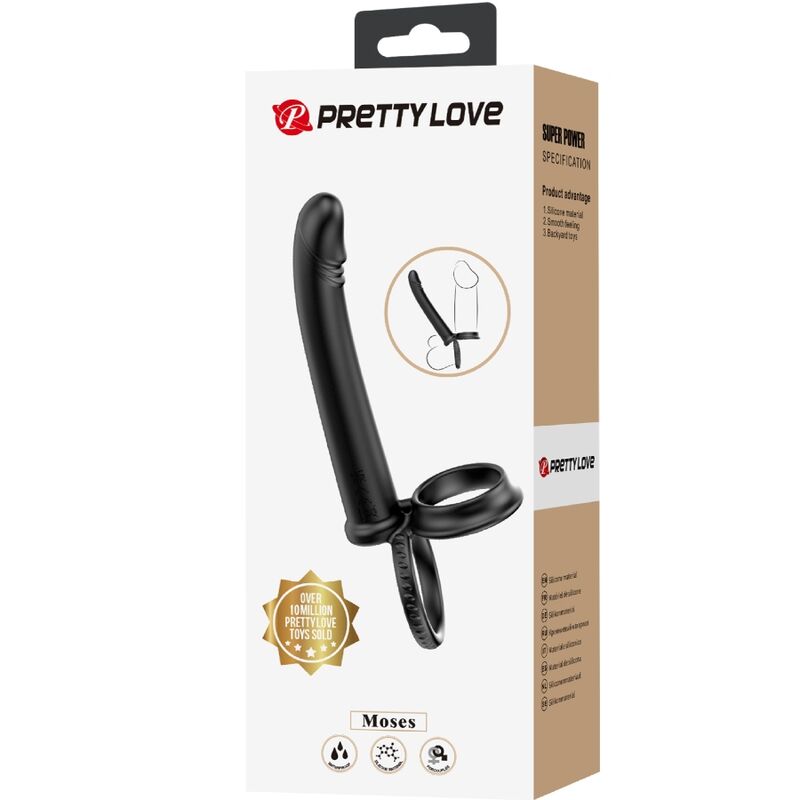 PRETTY LOVE - DILLION DOPPIA PENETRAZIONE DOPPIO ANELLO PER IL PENE NERO – Anelli a doppia penetrazione – foto 8