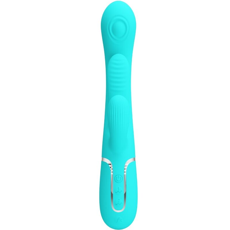 PRETTY LOVE - SHANIA TRIPLE RABBIT VIBRATORE MULTIFUNZIONE 3 IN 1 BLU – Vibratori di coniglio – foto 2