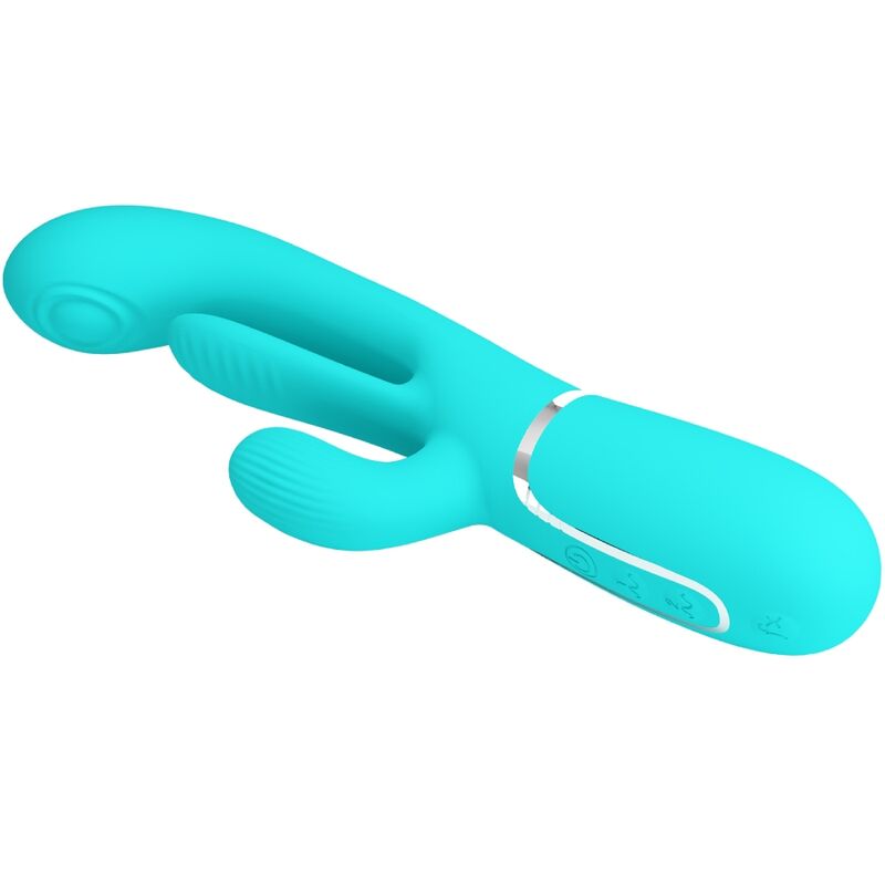 PRETTY LOVE - SHANIA TRIPLE RABBIT VIBRATORE MULTIFUNZIONE 3 IN 1 BLU – Vibratori di coniglio – foto 3