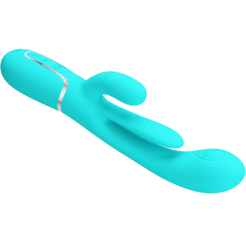 PRETTY LOVE - SHANIA TRIPLE RABBIT VIBRATORE MULTIFUNZIONE 3 IN 1 BLU – Vibratori di coniglio – foto 4
