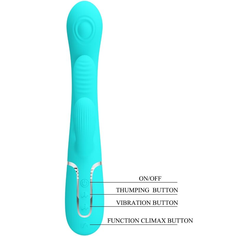 PRETTY LOVE - SHANIA TRIPLE RABBIT VIBRATORE MULTIFUNZIONE 3 IN 1 BLU – Vibratori di coniglio – foto 8
