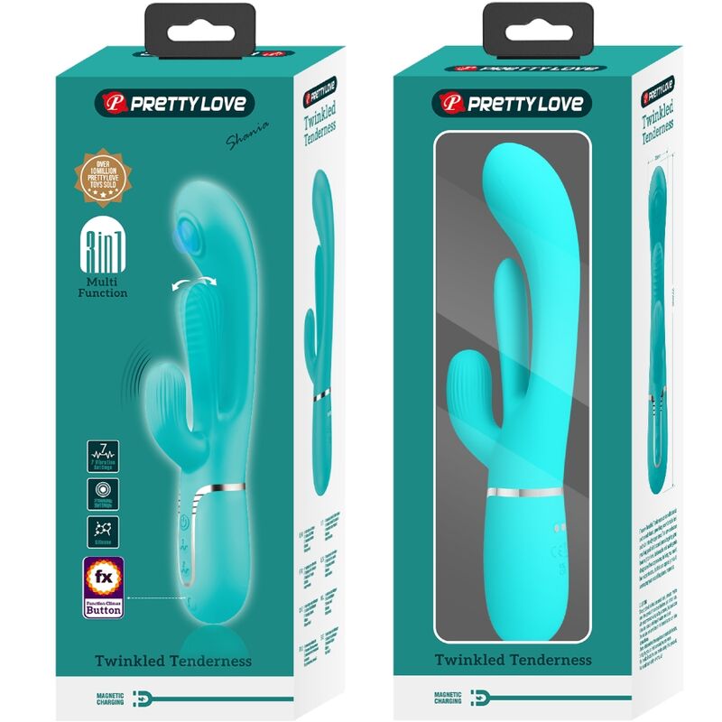 PRETTY LOVE - SHANIA TRIPLE RABBIT VIBRATORE MULTIFUNZIONE 3 IN 1 BLU – Vibratori di coniglio – foto 10