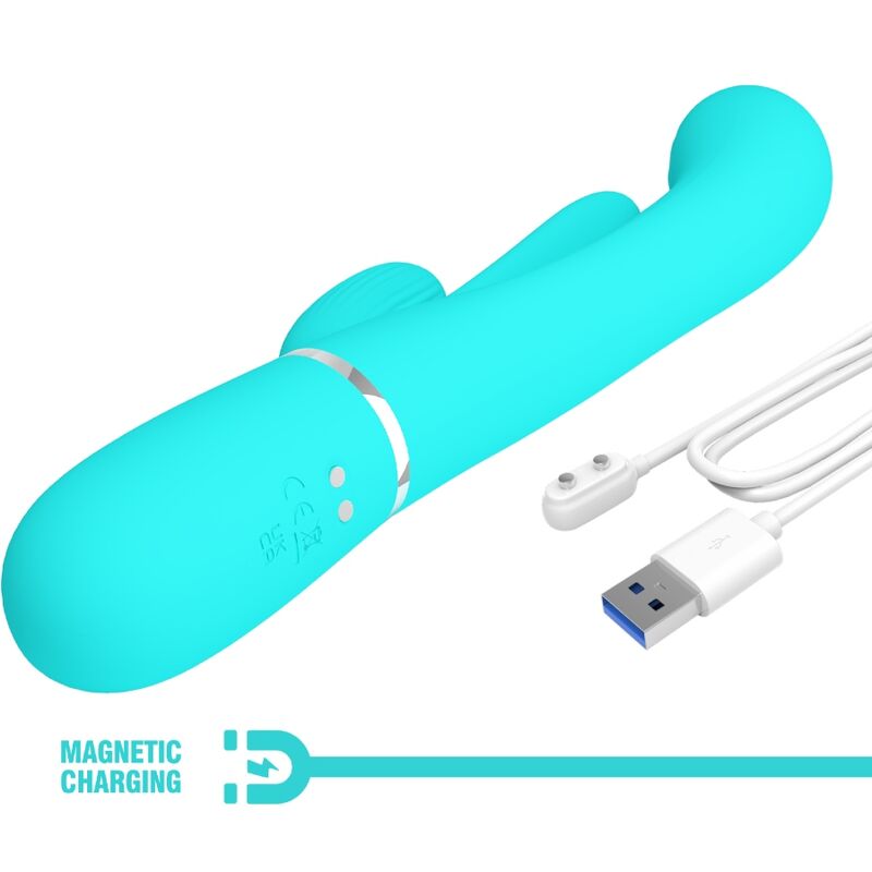 PRETTY LOVE - SHANIA TRIPLE RABBIT VIBRATORE MULTIFUNZIONE 3 IN 1 BLU – Vibratori di coniglio – foto 9