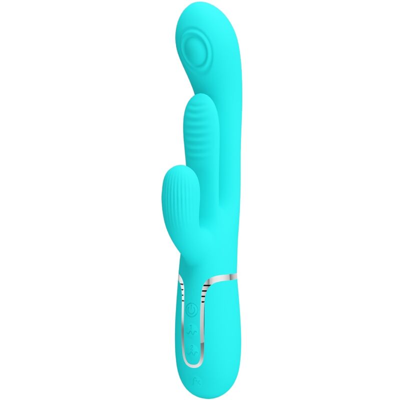 PRETTY LOVE - SHANIA TRIPLE RABBIT VIBRATORE MULTIFUNZIONE 3 IN 1 BLU – Vibratori di coniglio