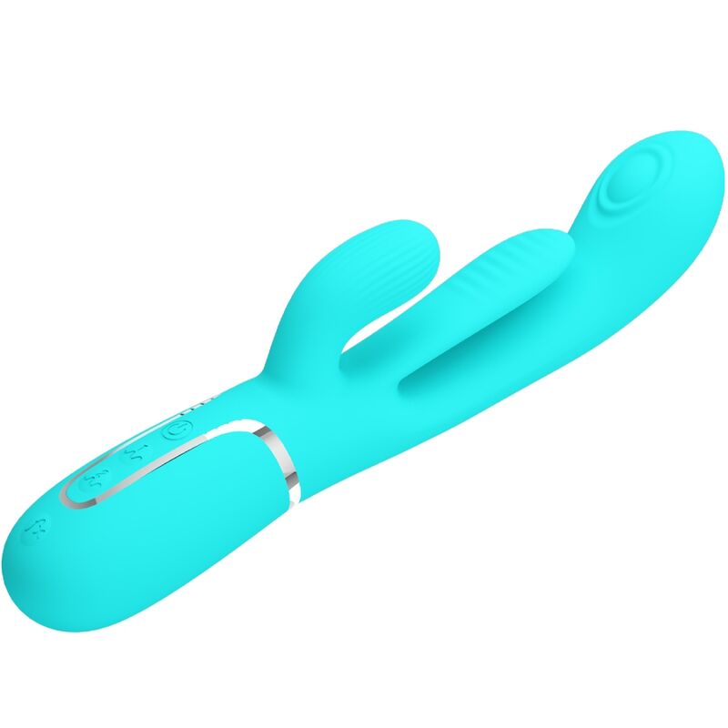 PRETTY LOVE - SHANIA TRIPLE RABBIT VIBRATORE MULTIFUNZIONE 3 IN 1 BLU – Vibratori di coniglio – foto 5