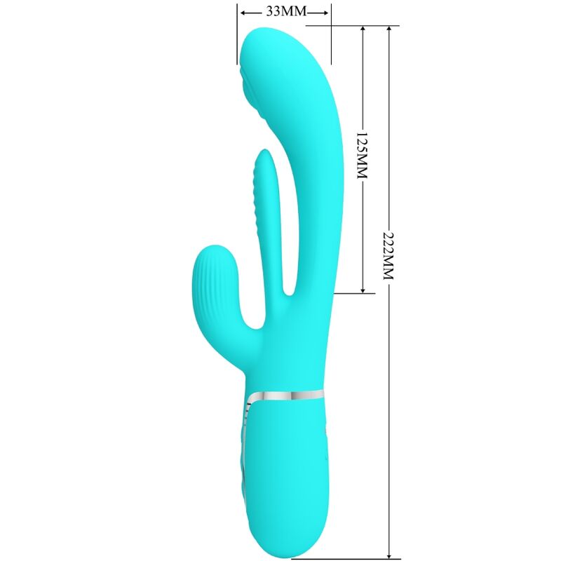 PRETTY LOVE - SHANIA TRIPLE RABBIT VIBRATORE MULTIFUNZIONE 3 IN 1 BLU – Vibratori di coniglio – foto 7