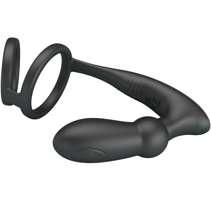 PRETTY LOVE - ANELLO PER PENE EMONI + TAPPO ANALE 12 VIBRAZIONI NERO – Anelli con Spina – foto 3