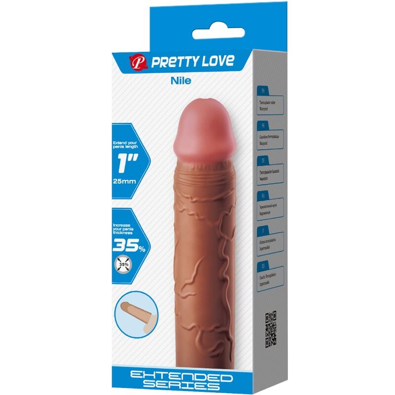 PRETTY LOVE - GUAINA PER PENE NILE CON ESTENSIONE 2,5 CM MULATTO – Copri pene con estensione – foto 7