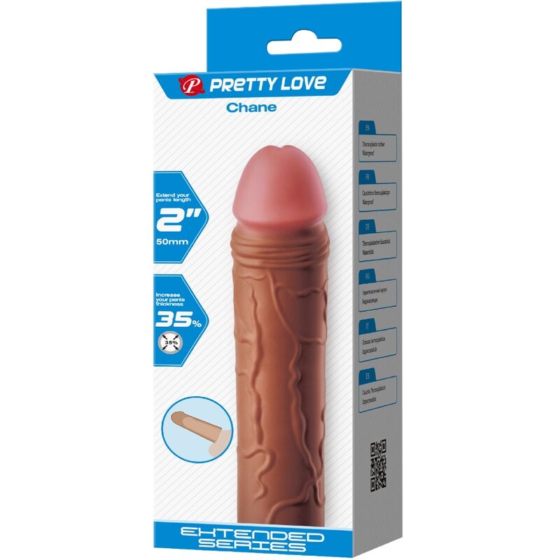PRETTY LOVE - GUAINA PER PENE CHANE CON ESTENSIONE 5 CM MULATTO – Copri pene con estensione – foto 7