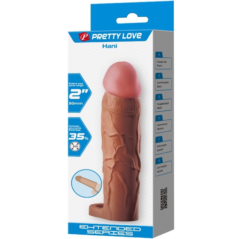 PRETTY LOVE - GUAINA PER PENE HANI CON ESTENSIONE 5 CM MULATTO – Copri pene con estensione – foto 7