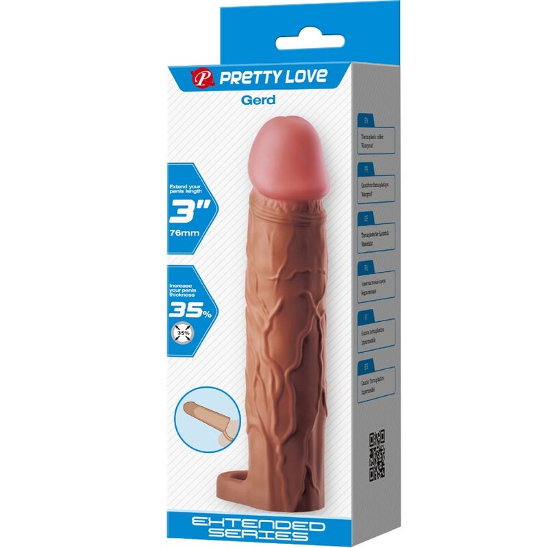 PRETTY LOVE - GUAINA PER PENE GERD CON ESTENSIONE 7,6 CM MULATTO – Copri pene con estensione – foto 8