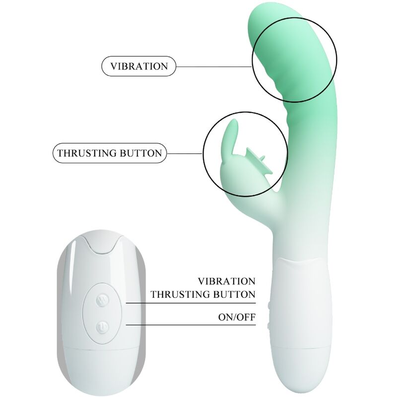PRETTY LOVE - VIBRATORE CONIGLIO CERBERUS 3O VIBRAZIONI VERDE – Vibratori di coniglio – foto 7