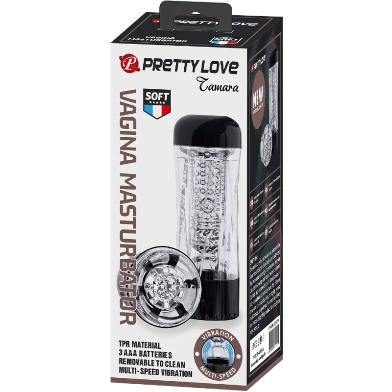 PRETTY LOVE - TAMARA MASTURBATORE MASCHILE VIBRATORE MULTI-VELOCITÀ NERO – Masturbatore automatico – foto 10