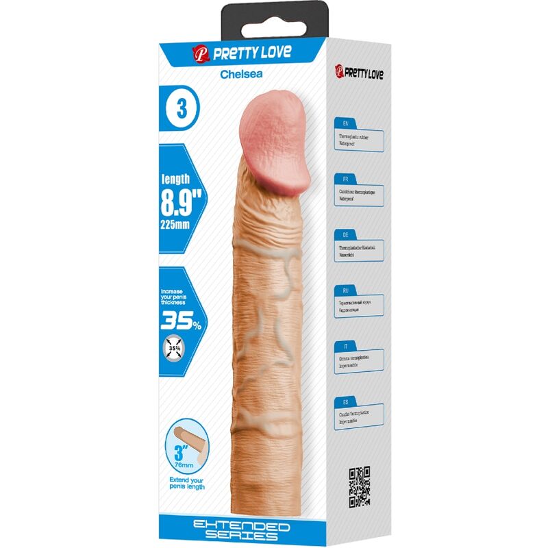 PRETTY LOVE - GUAINA PER PENE CHELSEA CON ESTENSIONE DA 7,6 CM FLESH – Copri pene con estensione – foto 5