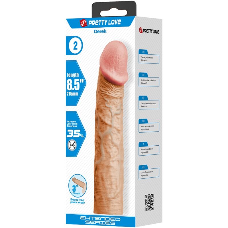 PRETTY LOVE - DEREK GUAINA PER PENE CON ESTENSIONE DA 7,6 CM FLESH – Copri pene con estensione – foto 5