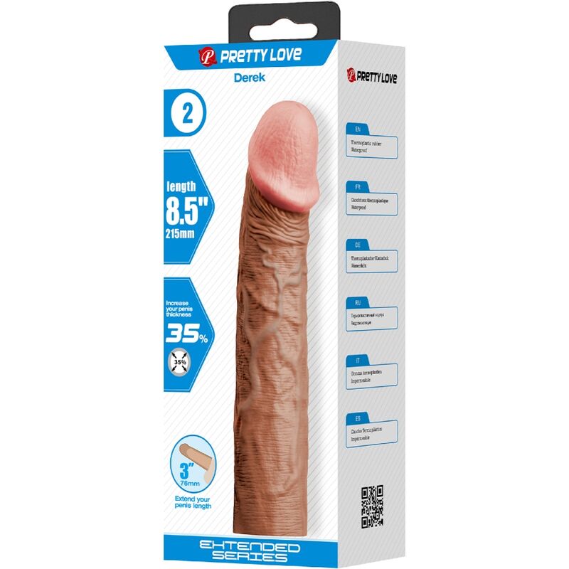 PRETTY LOVE - DEREK GUAINA PER PENE CON ESTENSIONE 7,6 CM MULATTO – Copri pene con estensione – foto 5