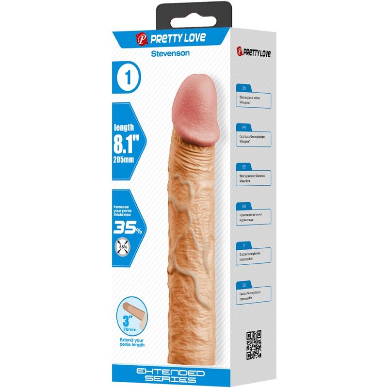 PRETTY LOVE - STEVENSON GUAINA PER PENE CON ESTENSIONE DA 7,6 CM FLESH – Copri pene con estensione – foto 5