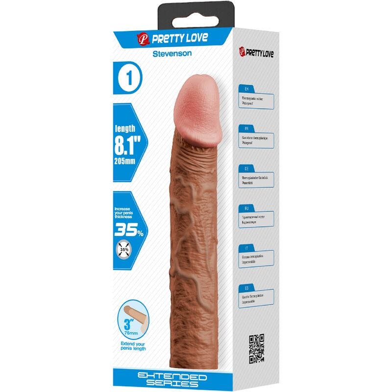 PRETTY LOVE - STEVENSON GUAINA PER PENE CON ESTENSIONE DA 7,6 CM MULATTO – Copri pene con estensione – foto 5