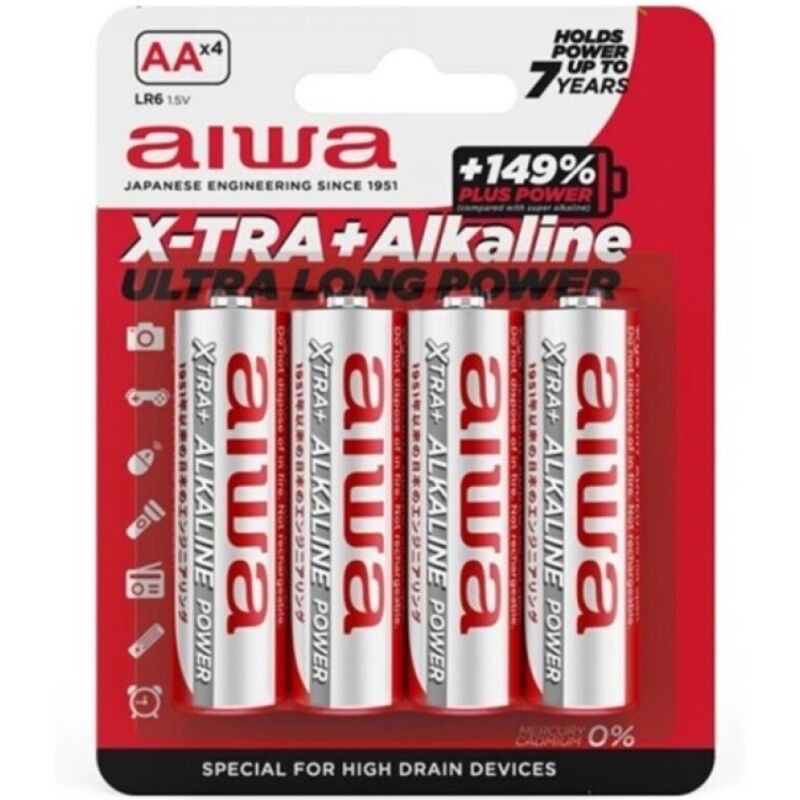 AIWA - X-TRA ALKALINE AA BATTERIA ALCALINICA LR6 BLISTER*4 – Batterie alcaline