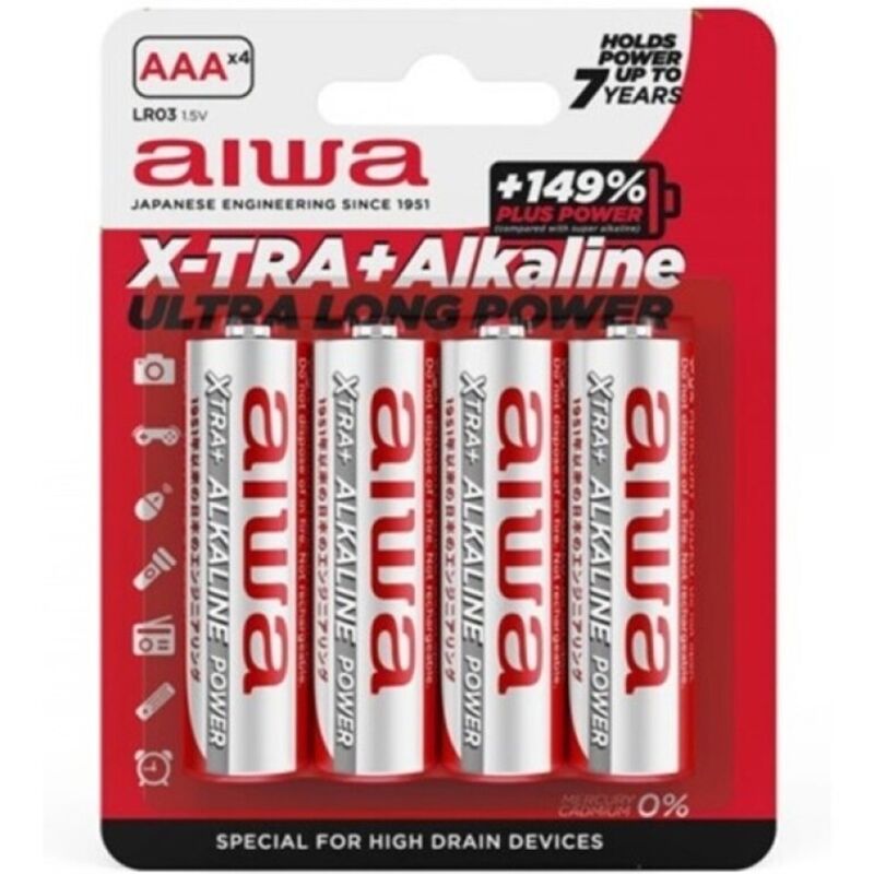 AIWA - BATTERIA ALCALINA X-TRA AAA LR03 BLISTER*4 – Batterie alcaline