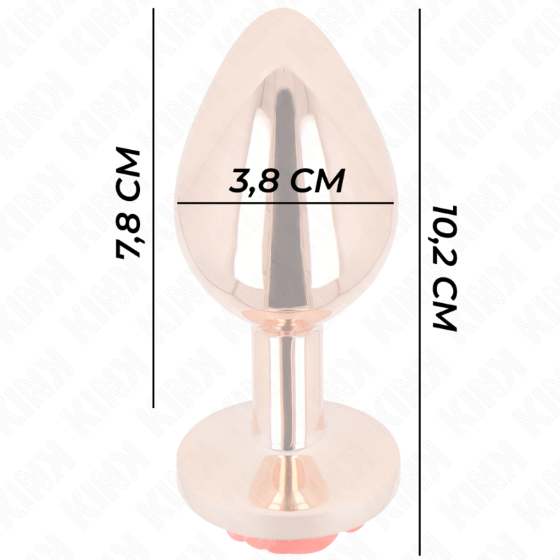 KINK - PLUG ANALE IN ORO ROSA CON ROSA ROSSA L – Plug anale BDSM – foto 4