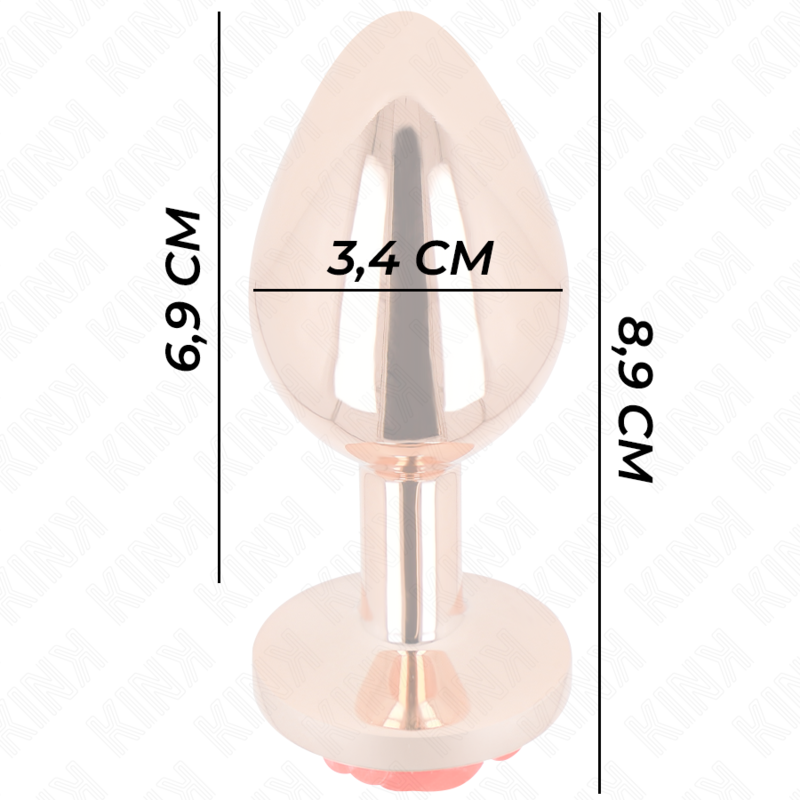 KINK - PLUG ANALE IN ORO ROSA CON ROSA ROSSA M – Plug anale BDSM – foto 4