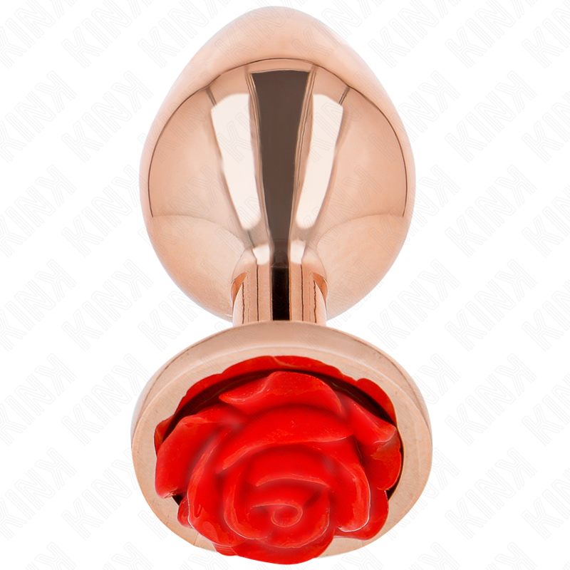 KINK - PLUG ANALE IN ORO ROSA CON ROSA ROSSA M – Plug anale BDSM – foto 2