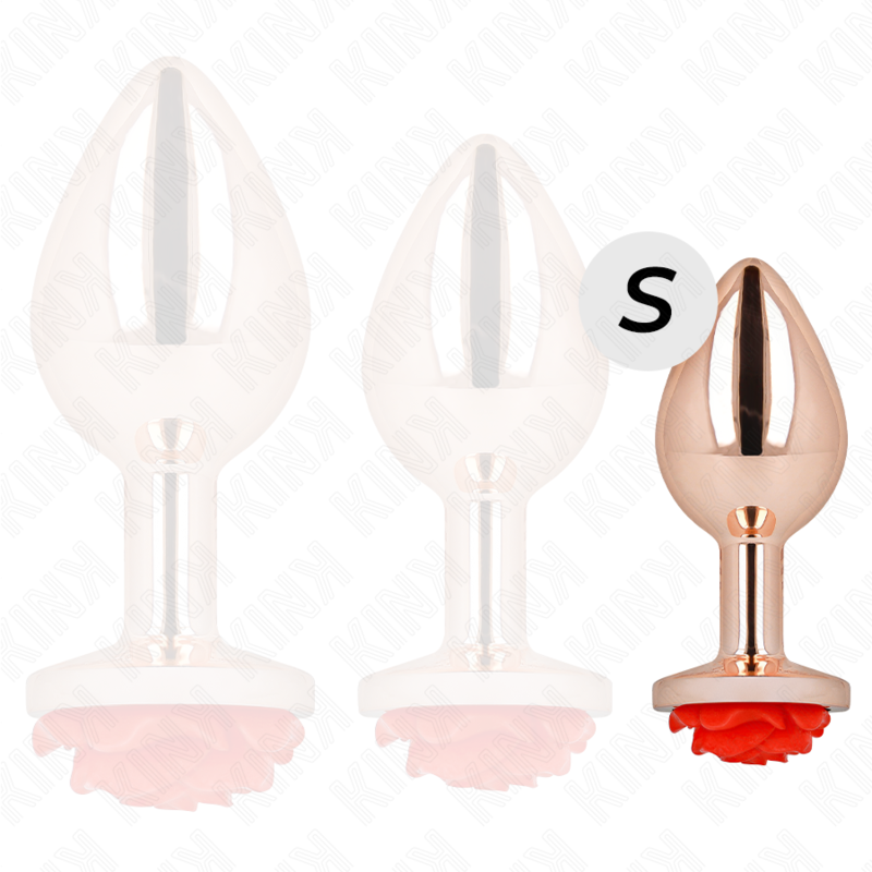 KINK - PLUG ANALE IN ORO ROSA CON ROSA ROSSA S – Plug anale BDSM – foto 3