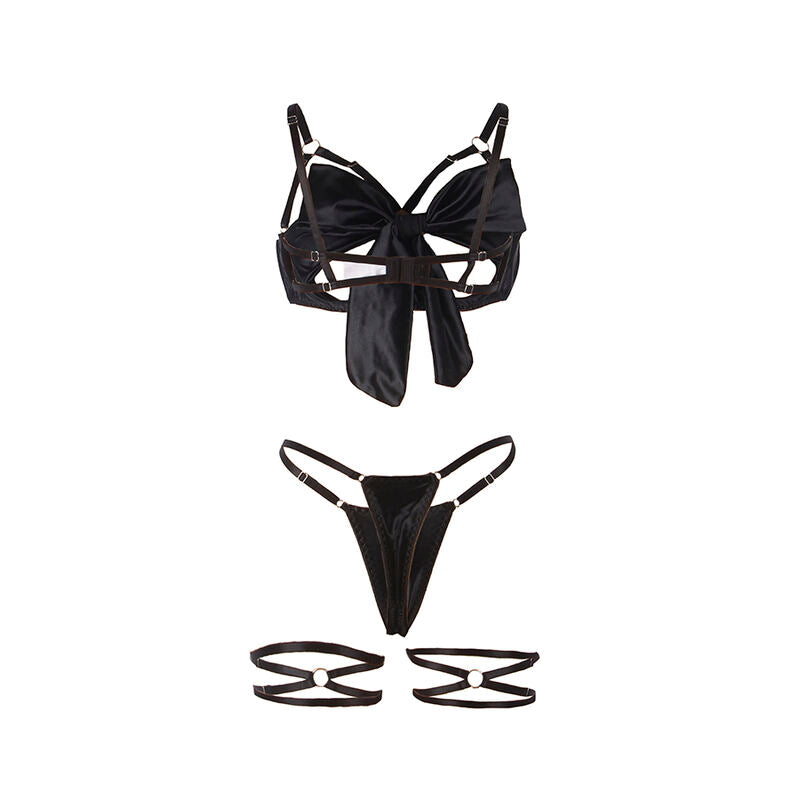 SUBBLIME - 955199 COMPLETO REGGISENO CON FIOCCO NERO REGOLABILE S/M – Insieme sexy della biancheria – foto 8