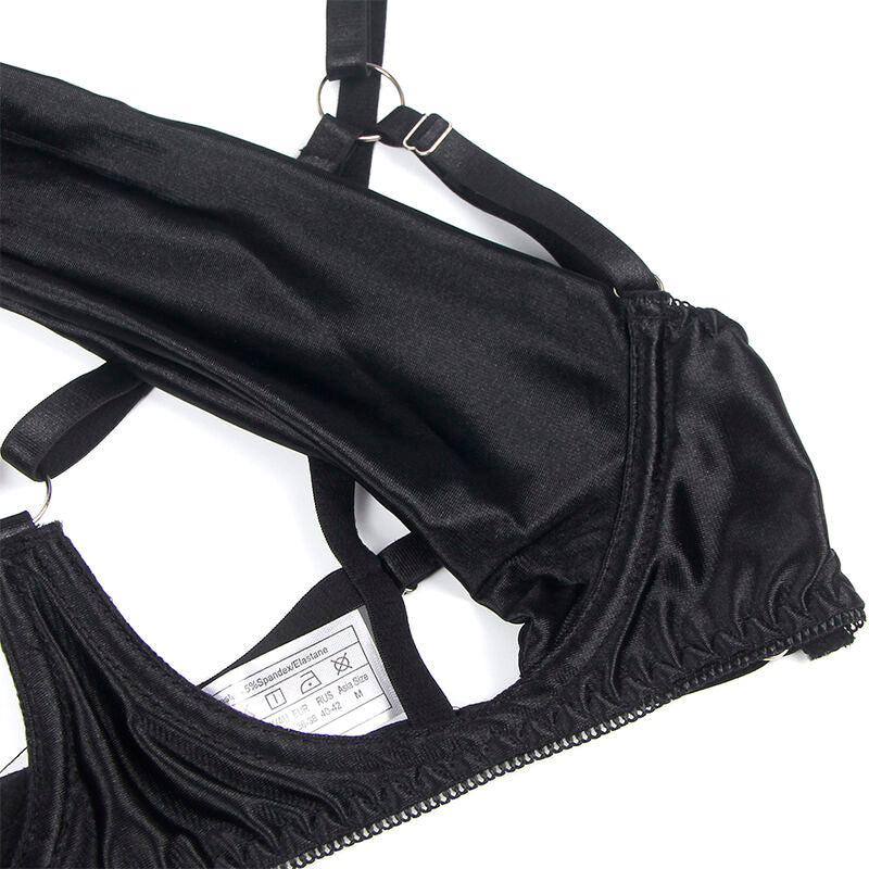 SUBBLIME - 955199 COMPLETO REGGISENO CON FIOCCO NERO REGOLABILE S/M – Insieme sexy della biancheria – foto 12