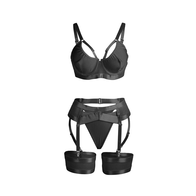 SUBBLIME - 955236 REGGISENO BONDAGE NERO CON GIARRETTIERA SET S/M – Insieme sexy della biancheria – foto 4