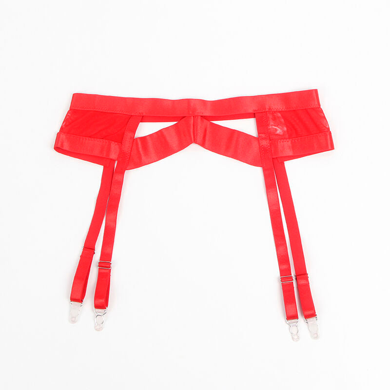 SUBBLIME - 955267 REGGISENO BONDAGE ROSSO CON GIARRETTIERA L/XL – Insieme sexy della biancheria – foto 10