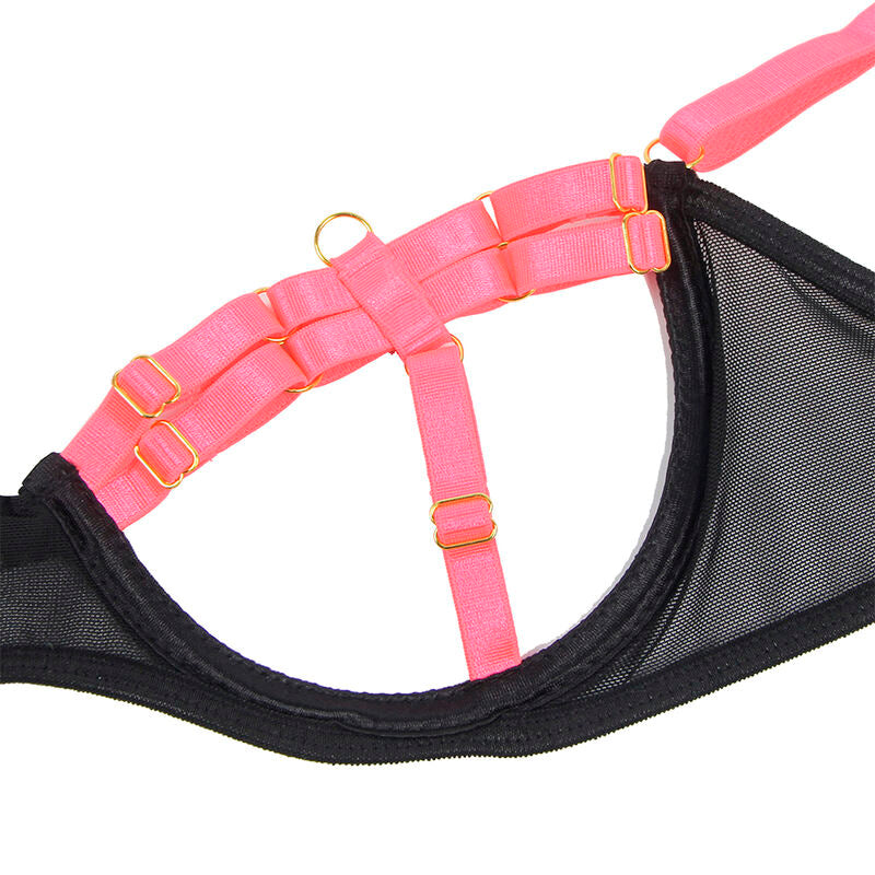 SUBBLIME - 955304 COMPLETO REGGISENO CON COLLANA E DETTAGLI GAMBA ROSA FLUO L/XL – Insieme sexy della biancheria – foto 8