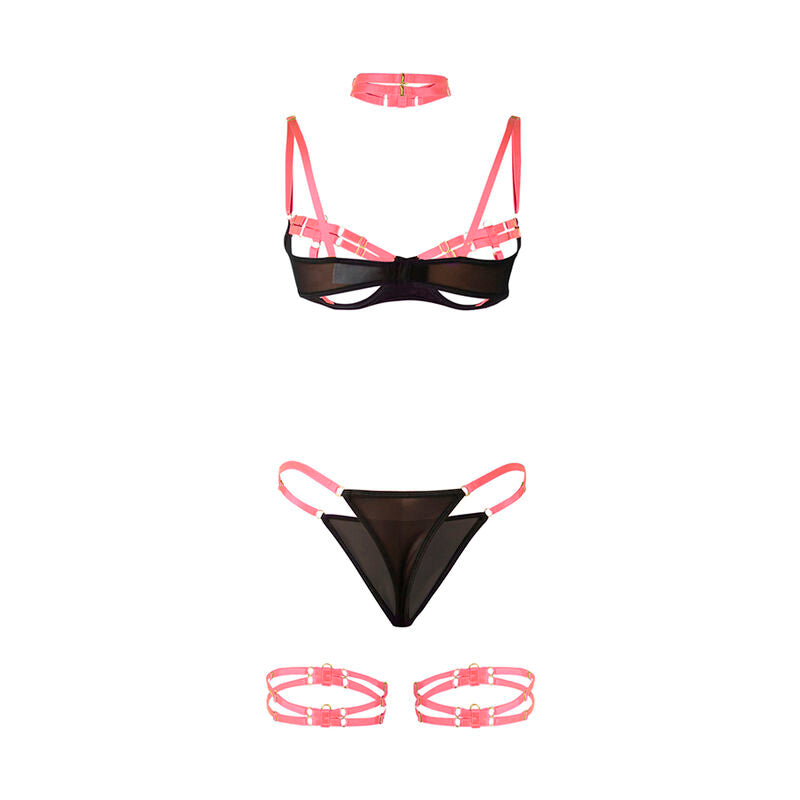SUBBLIME - 955304 COMPLETO REGGISENO CON COLLANA E DETTAGLI GAMBA ROSA FLUO L/XL – Insieme sexy della biancheria – foto 6
