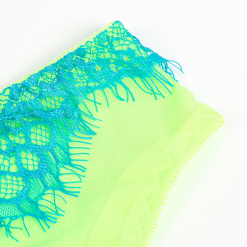 SUBBLIME - 955311 COMPLETO REGGISENO CON PIZZO E LINEE GIARRETRICI VERDE E BLU S/M – Babydoll con reggicalze – foto 9