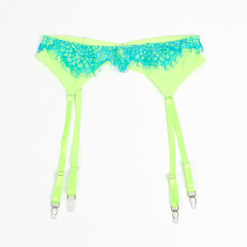 SUBBLIME - 955311 COMPLETO REGGISENO CON PIZZO E LINEE GIARRETRICI VERDE E BLU S/M – Babydoll con reggicalze – foto 13
