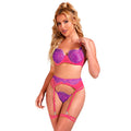 SUBBLIME - 955359 COMPLETO REGGISENO CON PIZZO E GIACCHETTI ROSA E VIOLA S/M – Babydoll con reggicalze