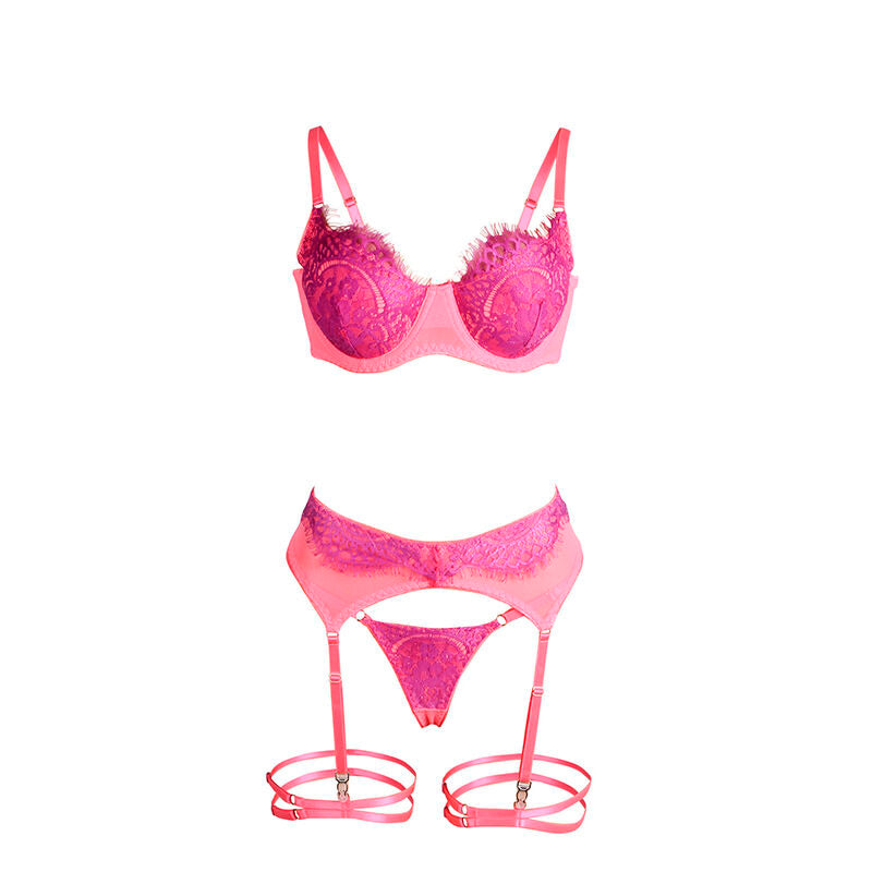SUBBLIME - 955359 COMPLETO REGGISENO CON PIZZO E GIACCHETTI ROSA E VIOLA S/M – Babydoll con reggicalze – foto 6