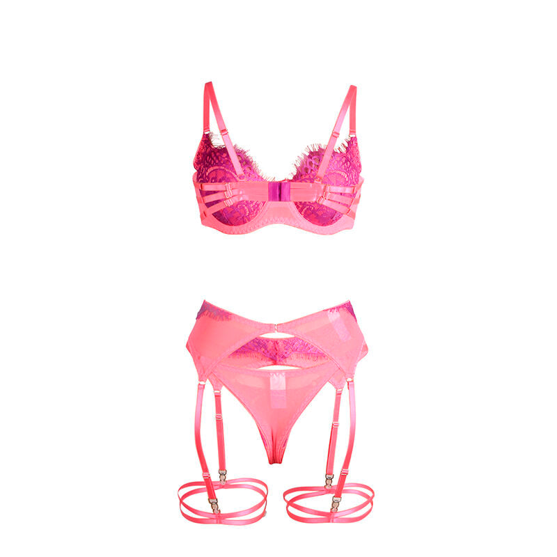 SUBBLIME - 955366 COMPLETO REGGISENO CON PIZZO E LINEE DI GIARRETTIERA ROSA E VIOLA L/XL – Babydoll con reggicalze – foto 7