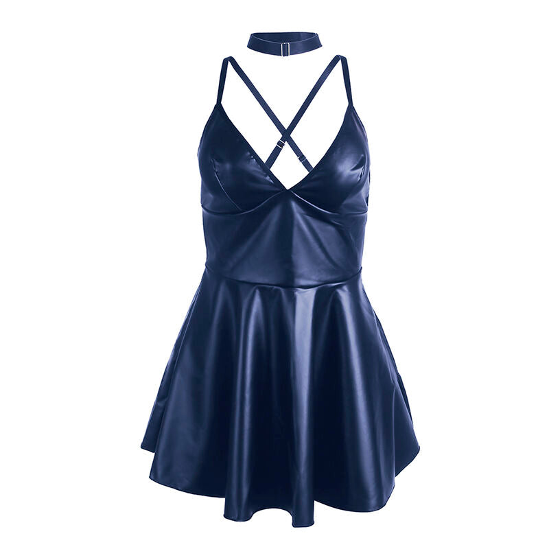 SUBBLIME - 955410 ABITO CON SPALLINE IN PELLE BLU S/M – Abiti sexy – foto 5