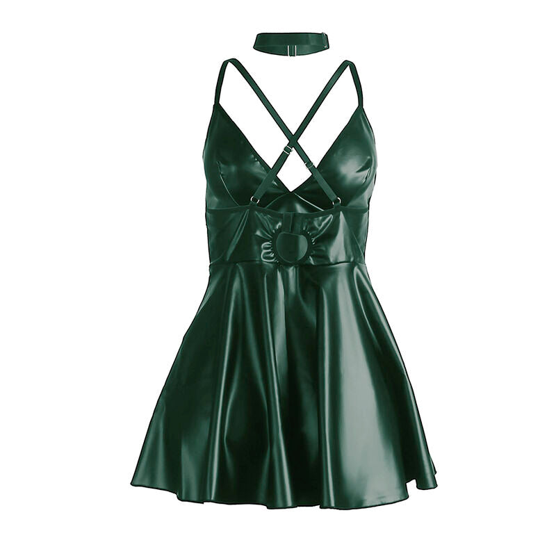 SUBBLIME - 955434 ABITO CON SPALLINE IN PELLE VERDE S/M – Abiti sexy – foto 6