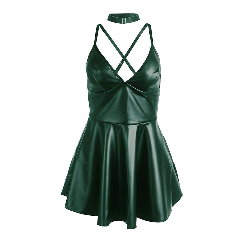 SUBBLIME - 955434 ABITO CON SPALLINE IN PELLE VERDE S/M – Abiti sexy – foto 5